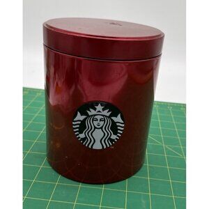 Starbucks Red Metallic Christmas Tin Canister Kitchen Coffee Tea Mermaid Logo